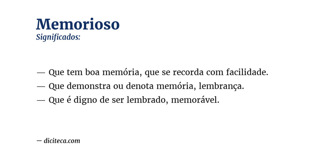 Significado de memorioso
