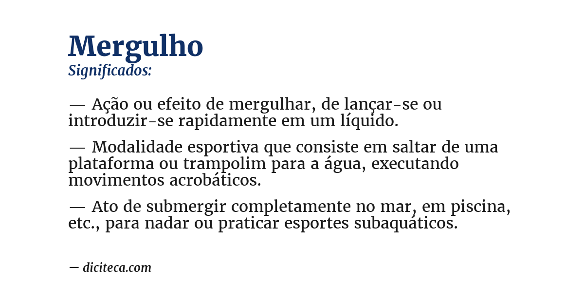 Significado de mergulho