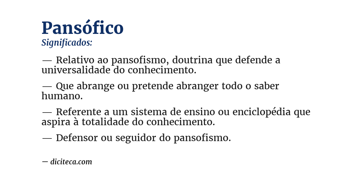 Significado de pansófico