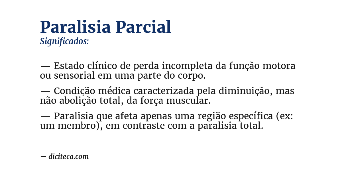 Significado de paralisia parcial