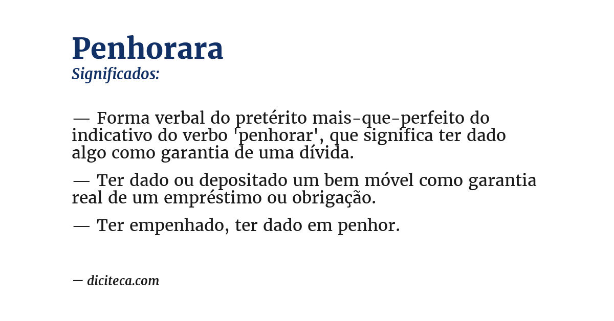Significado de penhorara