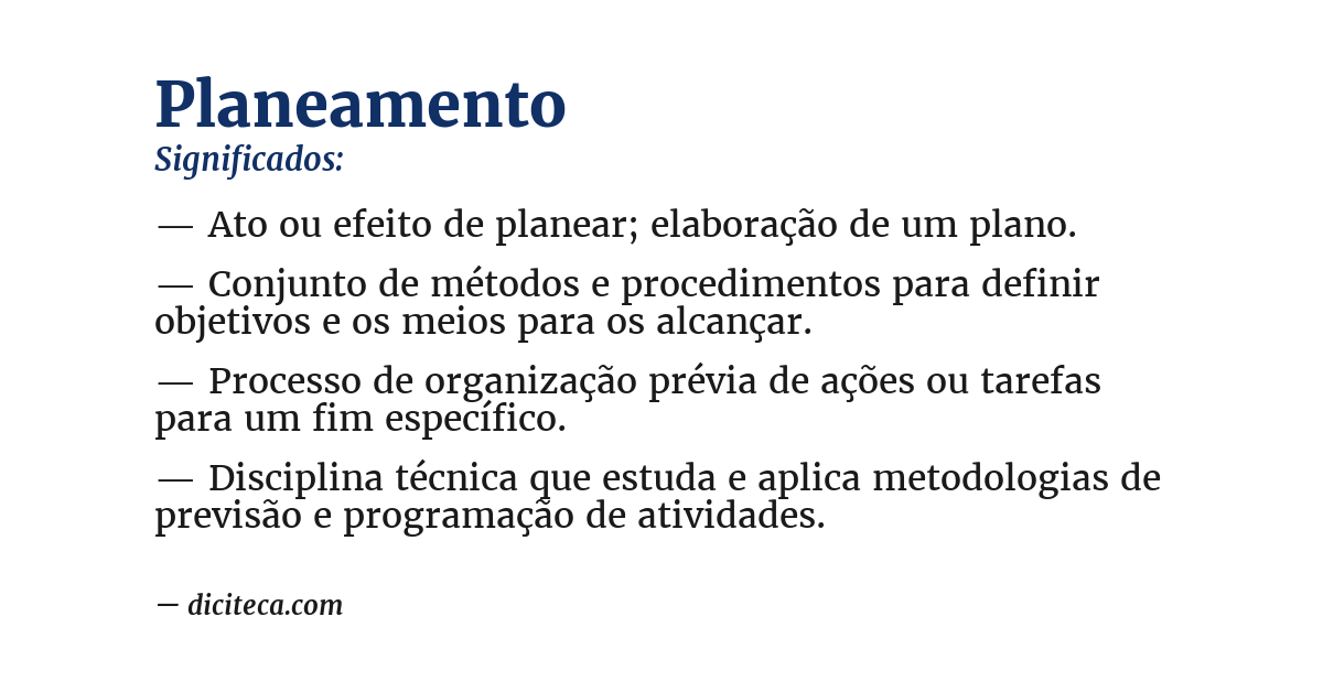 Significado de planeamento