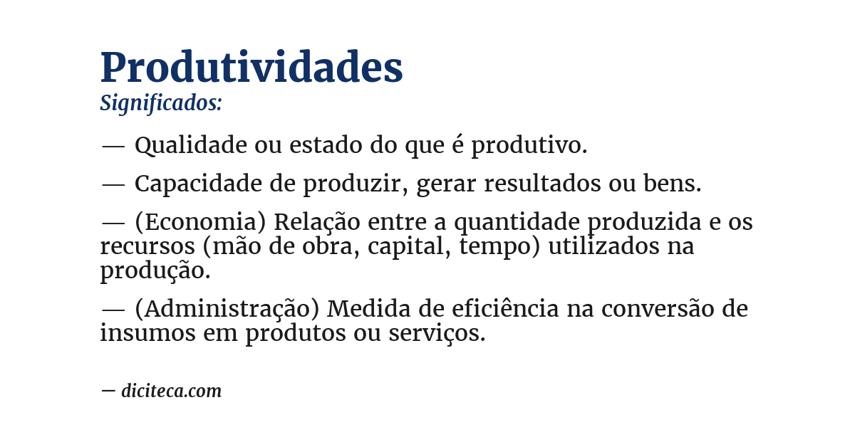 Significado de produtividades