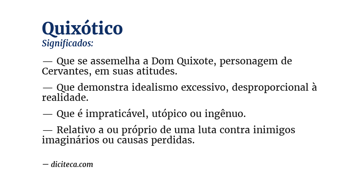 Significado de quixótico