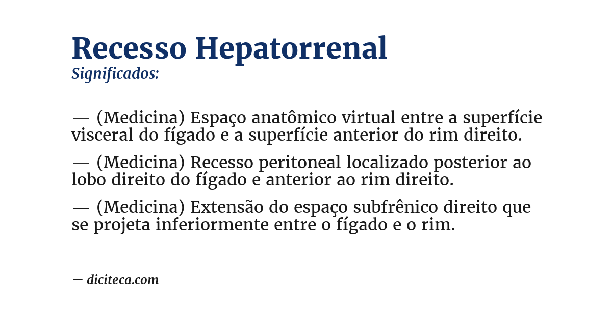 Significado de recesso hepatorrenal