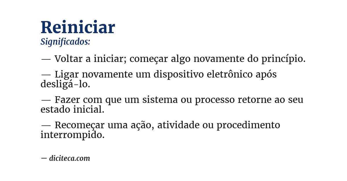 Significado de reiniciar