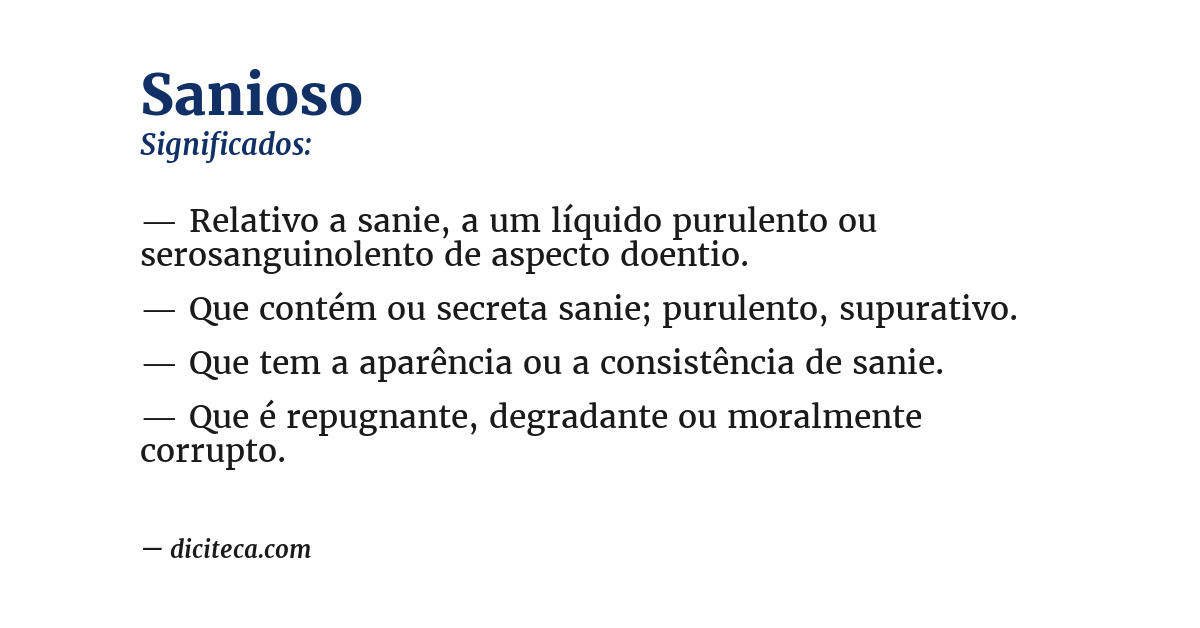 Significado de sanioso