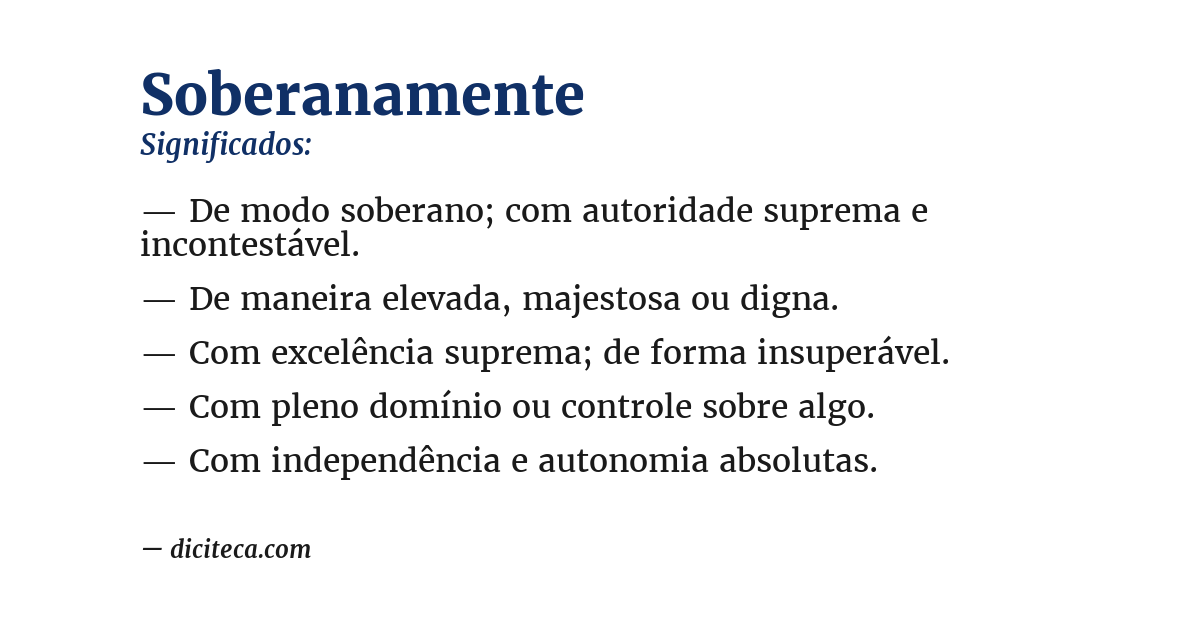 Significado de soberanamente