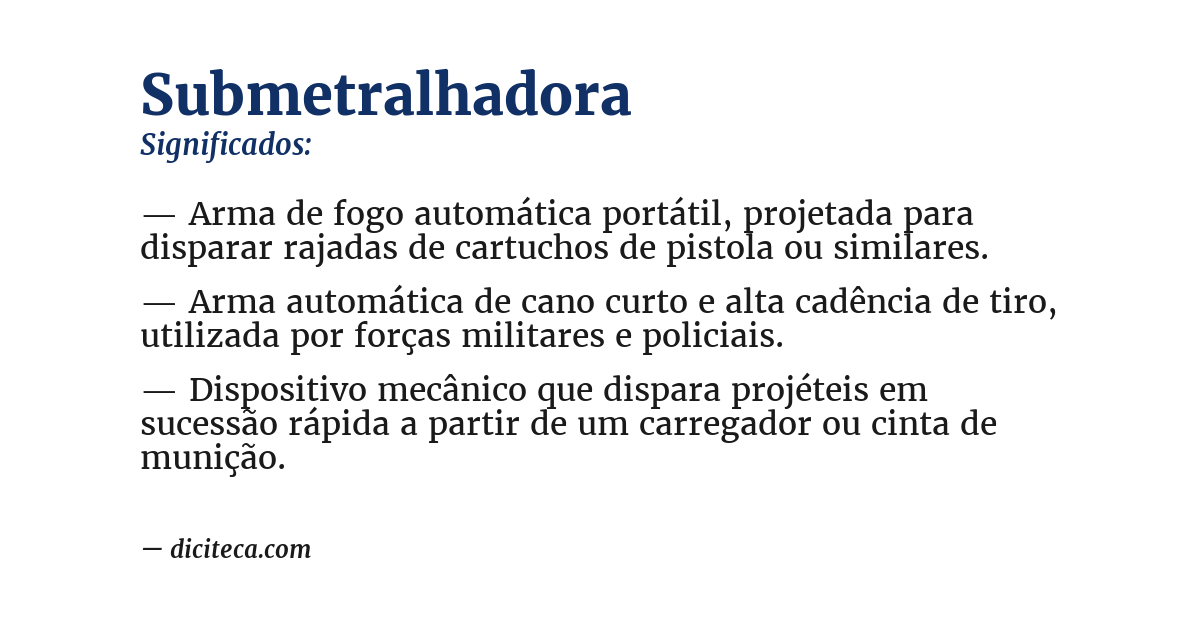 Significado de submetralhadora