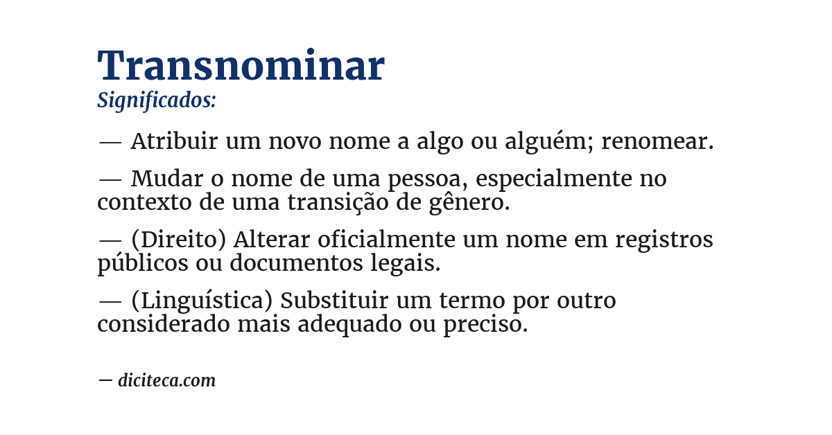 Significado de transnominar