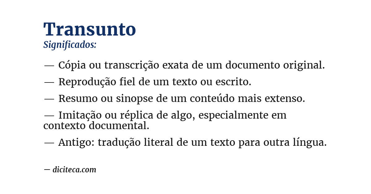 Significado de transunto