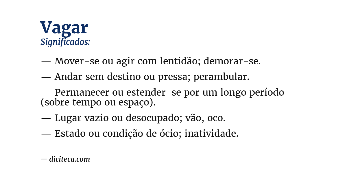 Significado de vagar