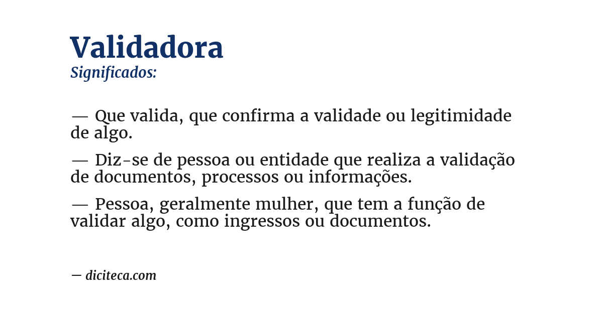 Significado de validadora