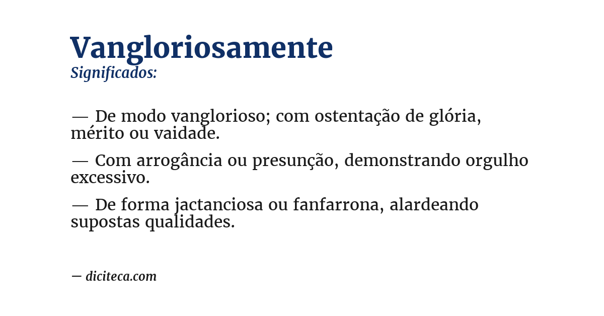 Significado de vangloriosamente