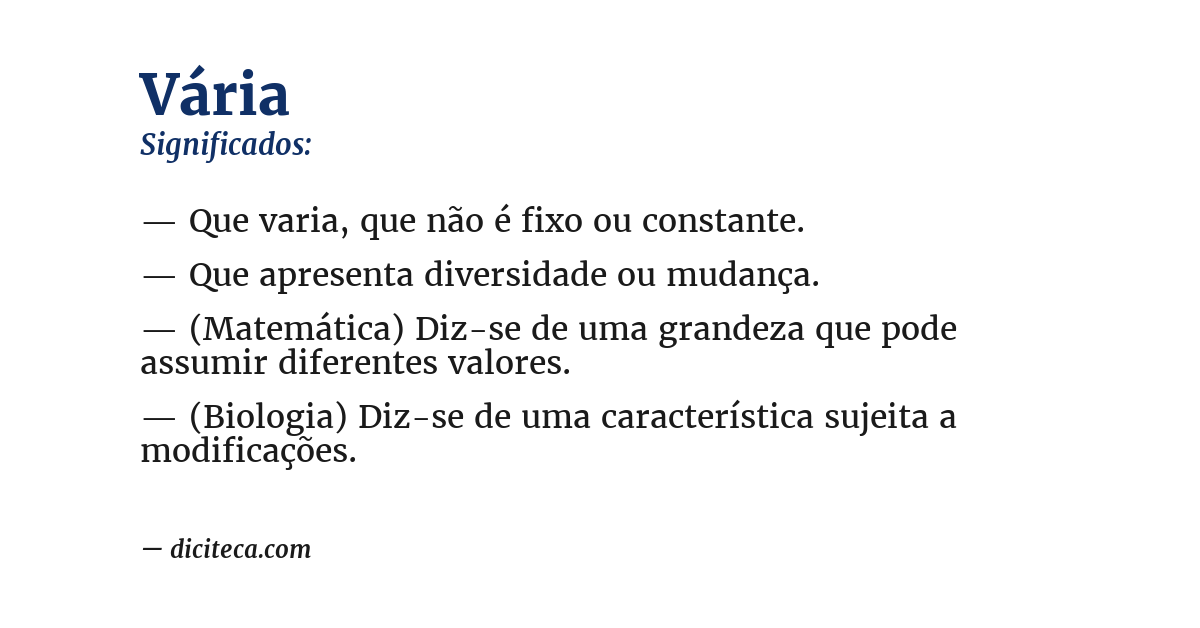 Significado de vária