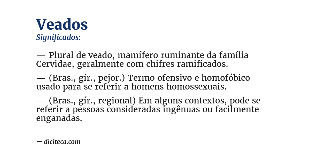 Significado de veados