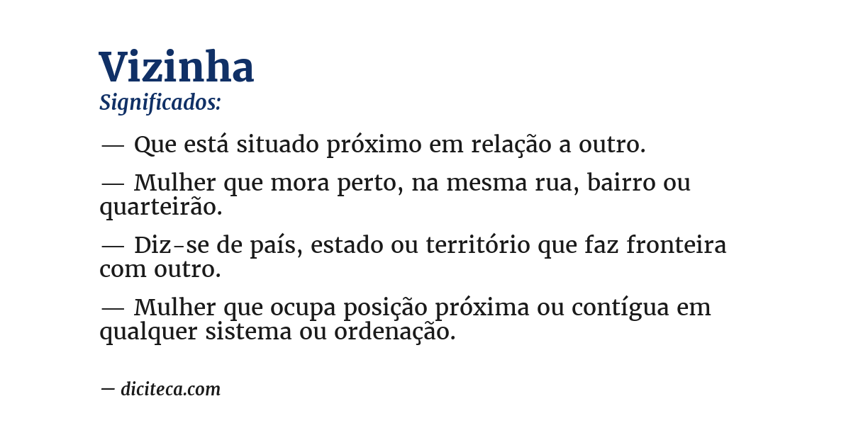 Significado de vizinha