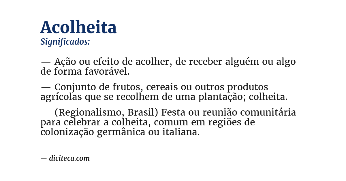 Significado de acolheita