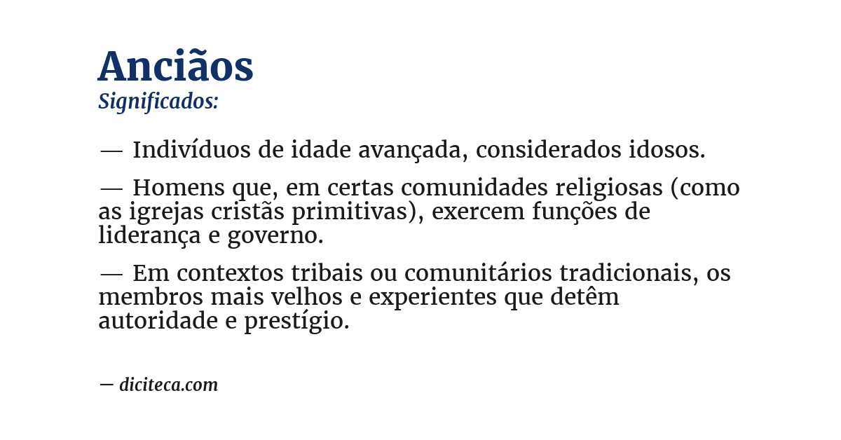 Significado de anciãos