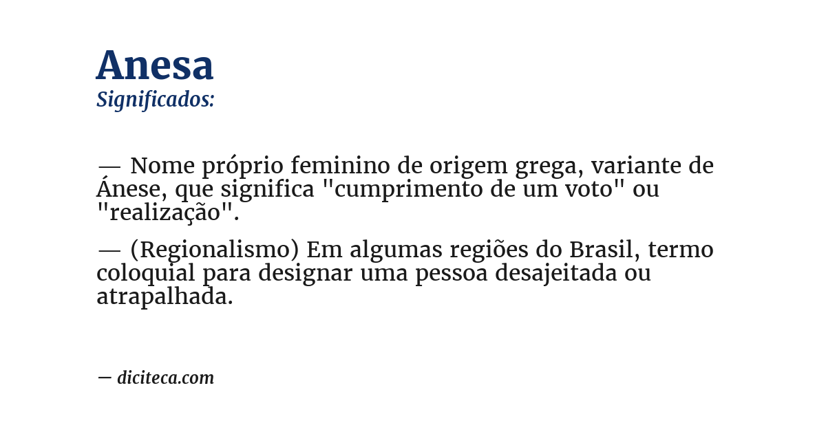 Significado de anesa