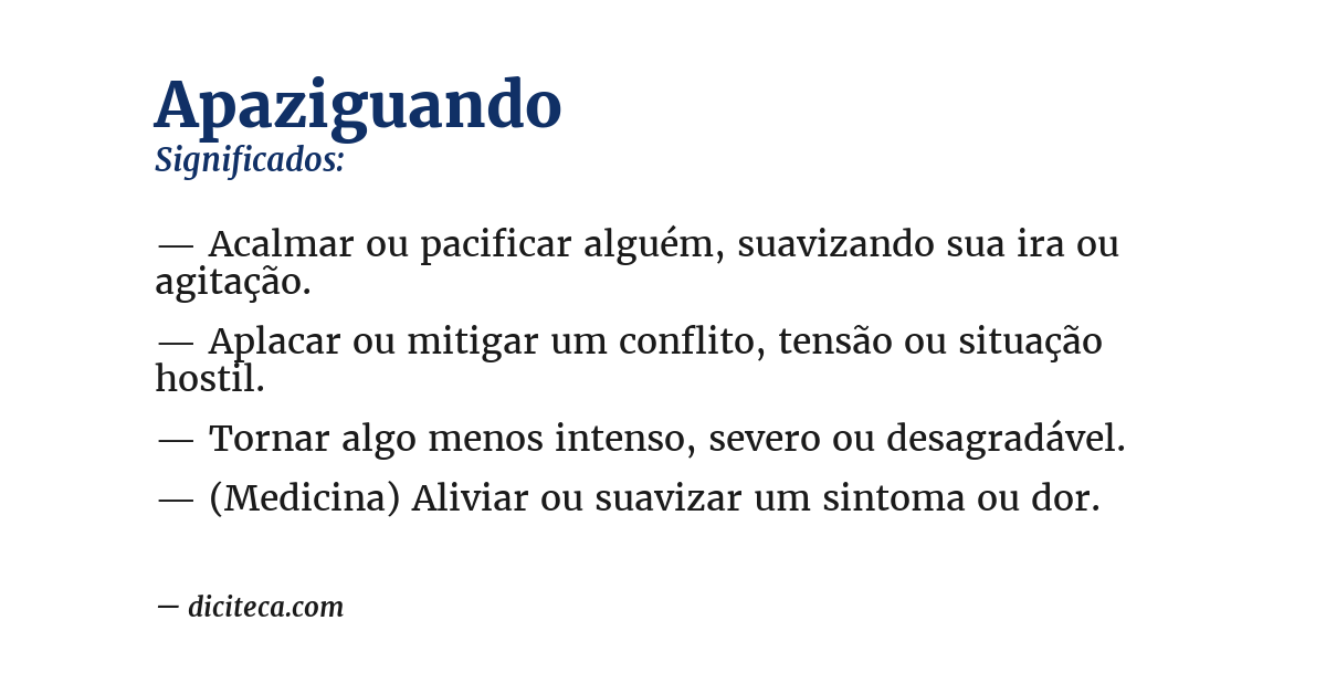 Significado de apaziguando