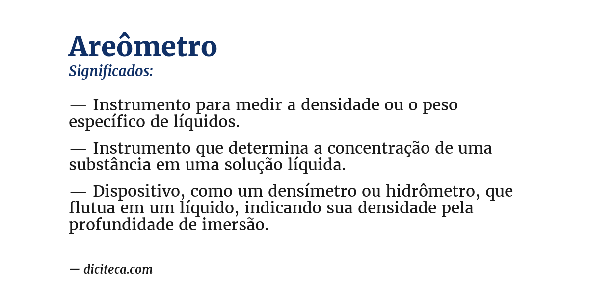 Significado de areômetro