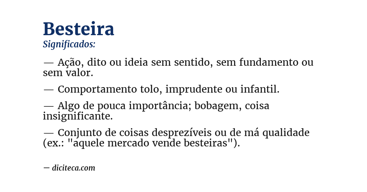 Significado de besteira