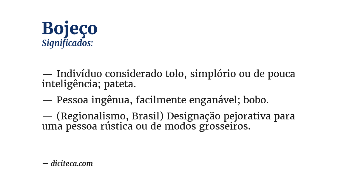 Significado de bojeço