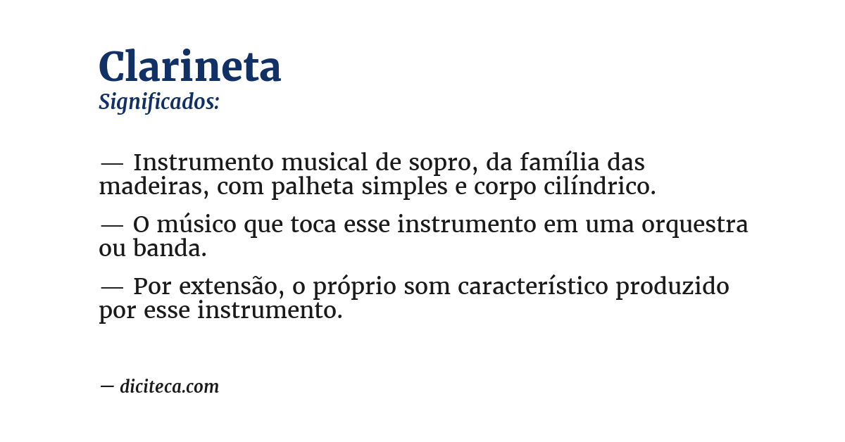 Significado de clarineta