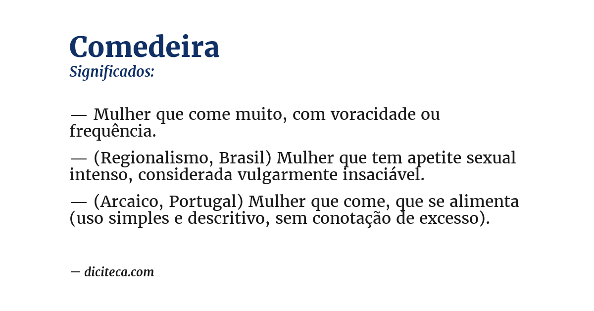 Significado de comedeira