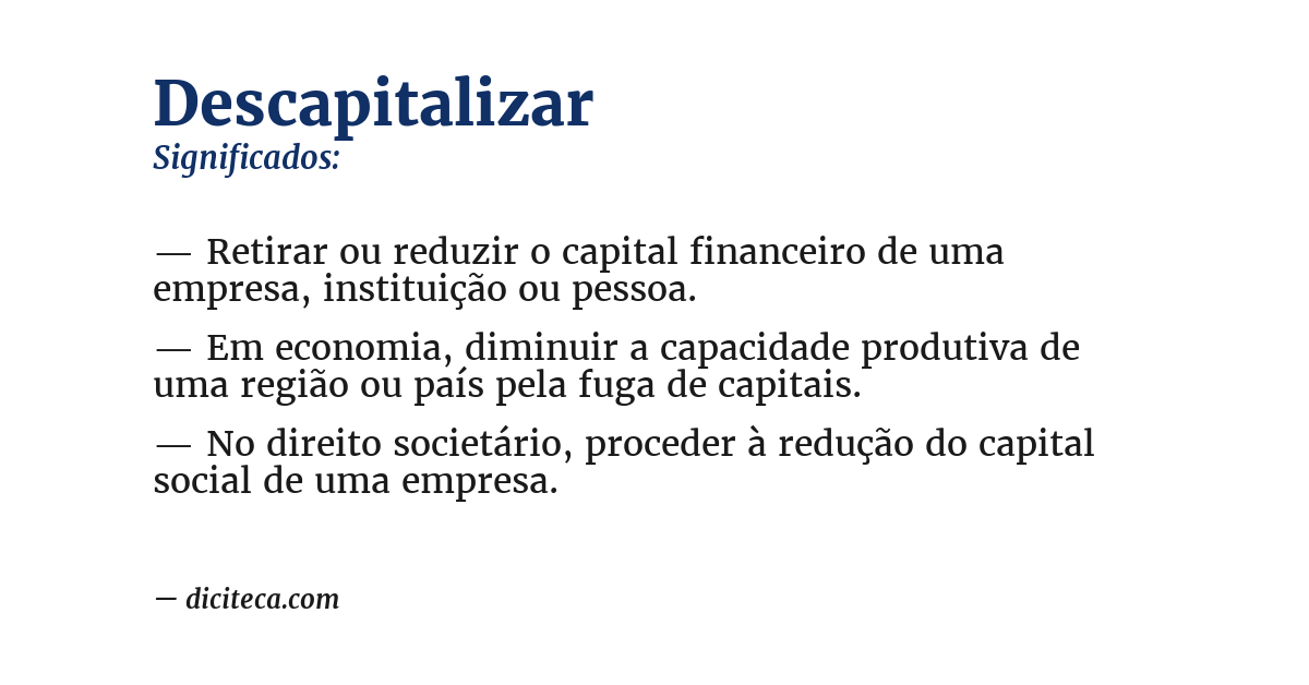 Significado de descapitalizar