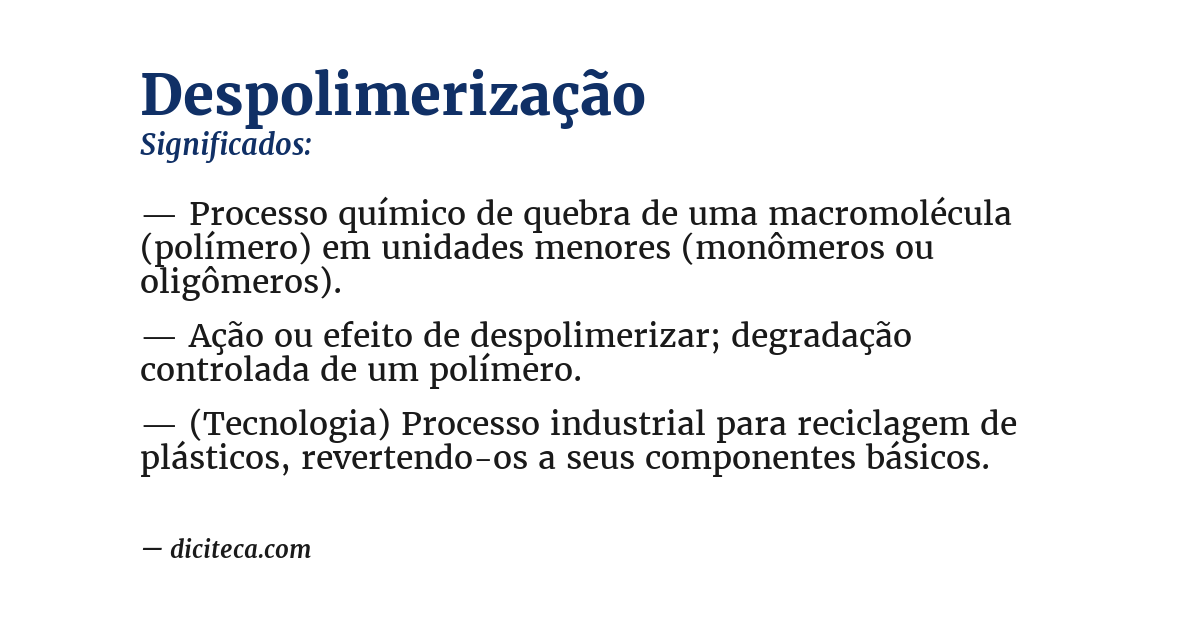 Significado de despolimerização