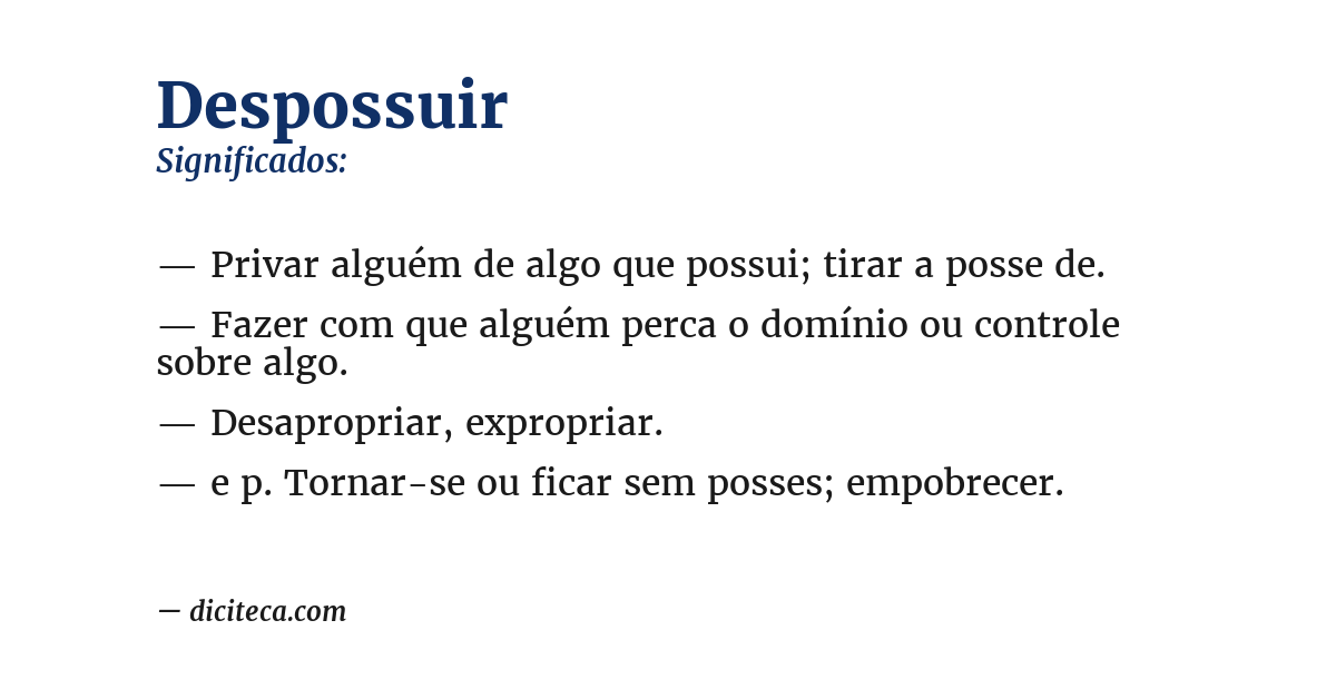 Significado de despossuir
