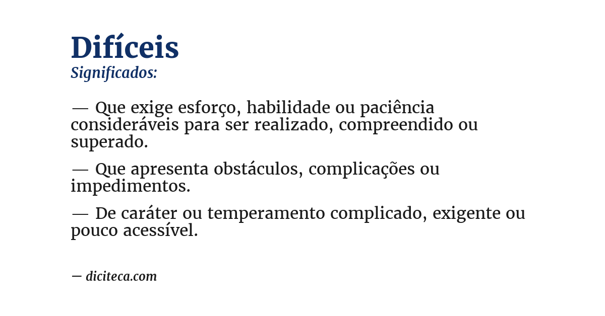 Significado de difíceis