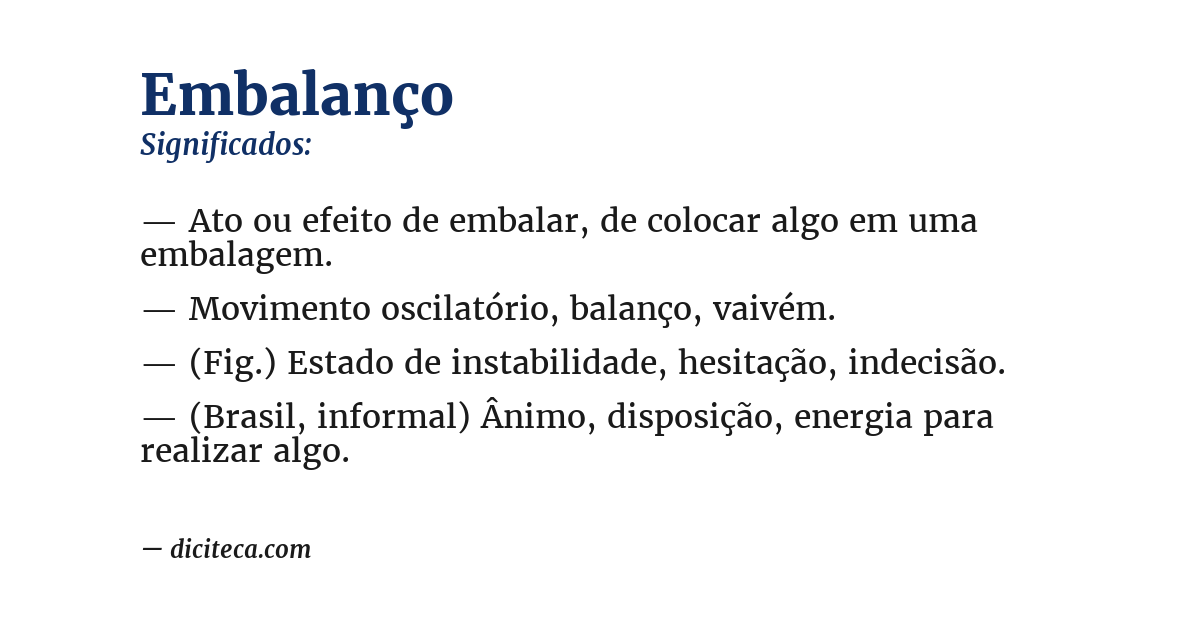 Significado de embalanço