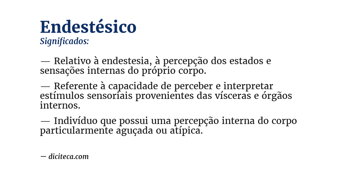 Significado de endestésico