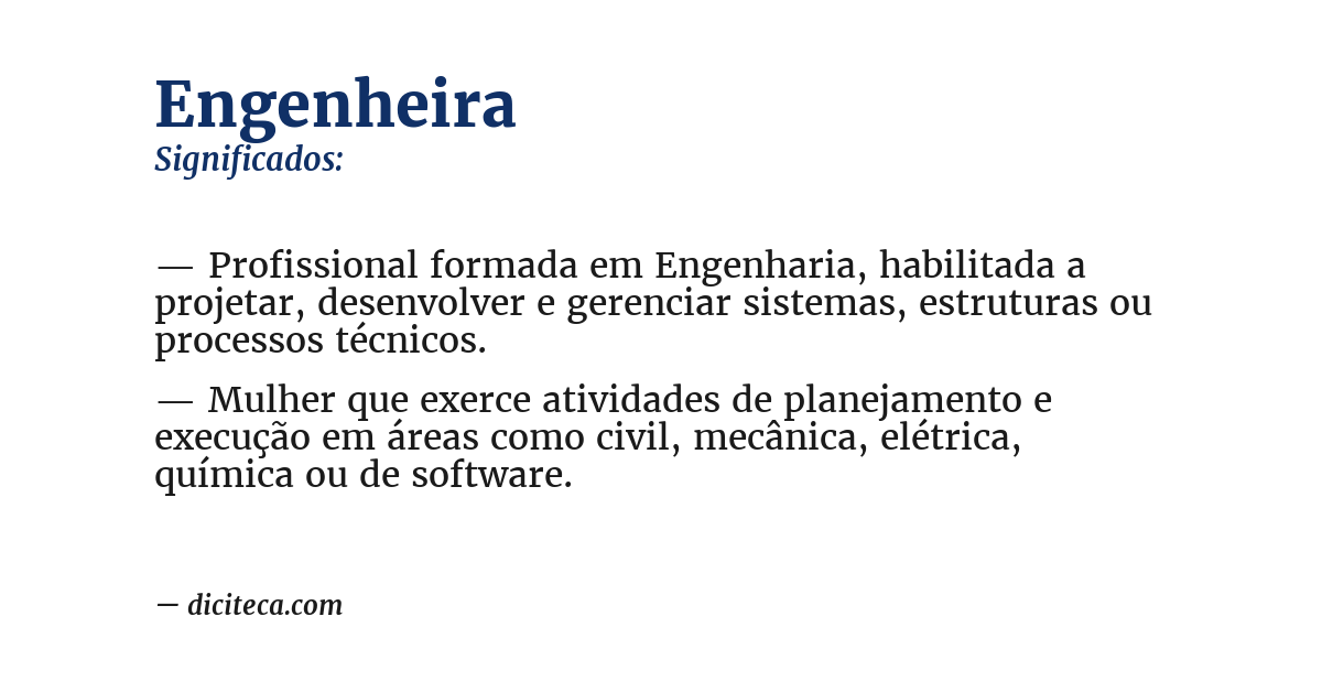 Significado de engenheira