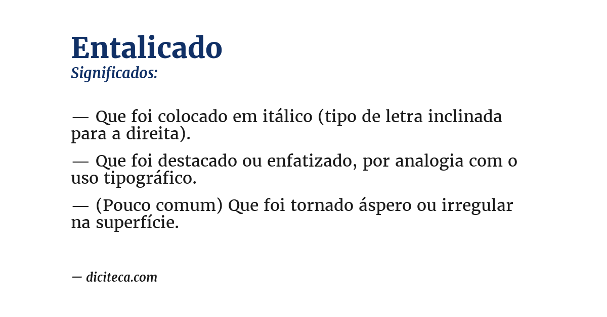 Significado de entalicado