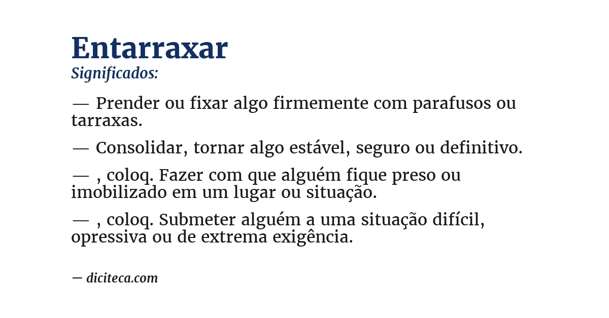 Significado de entarraxar