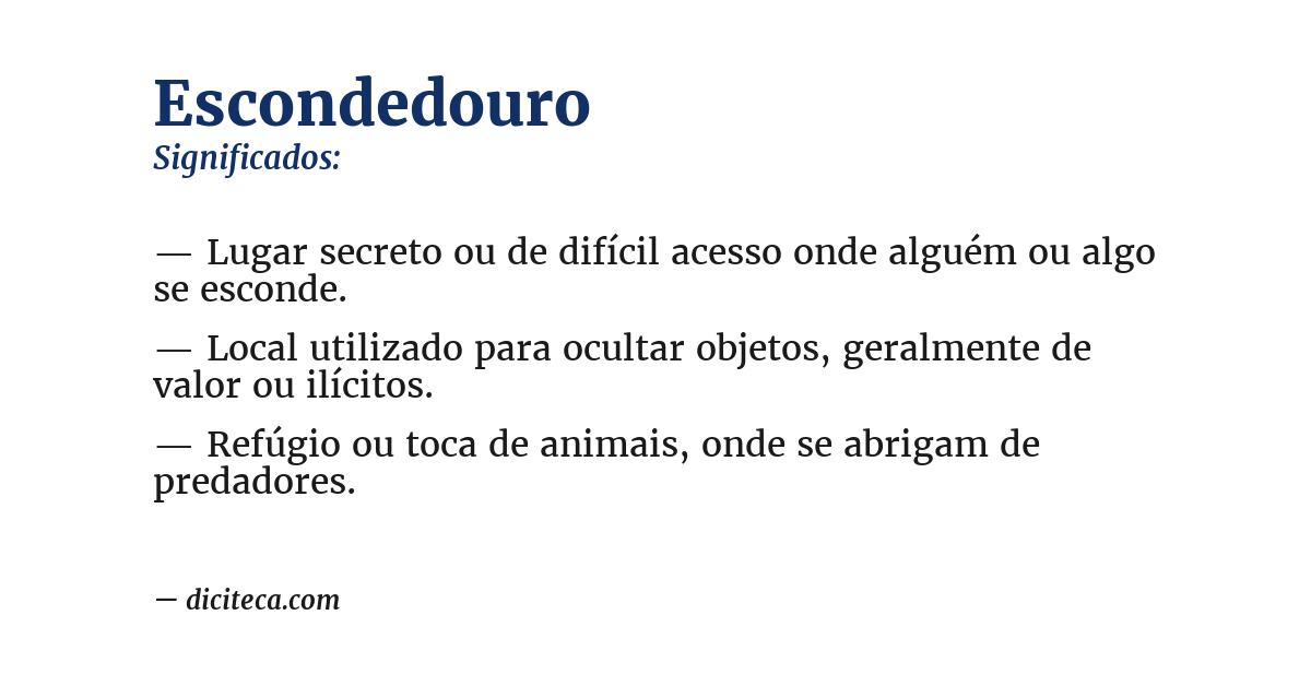 Significado de escondedouro