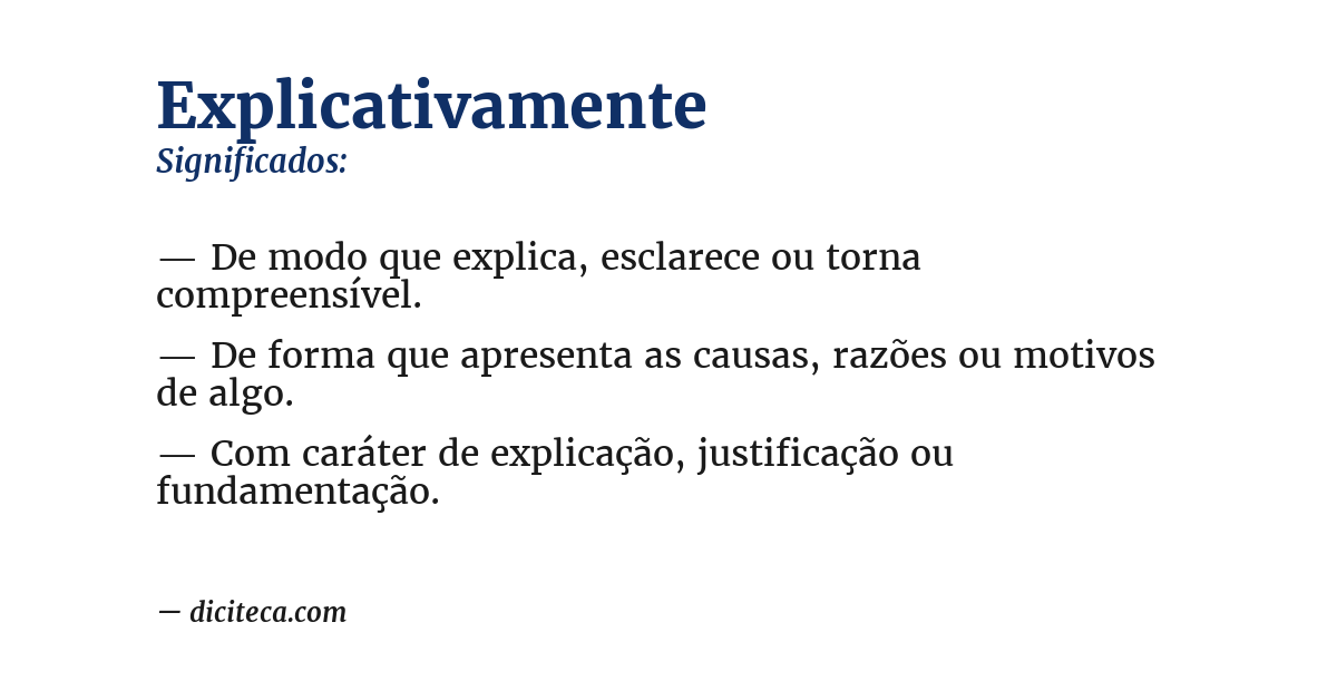 Significado de explicativamente