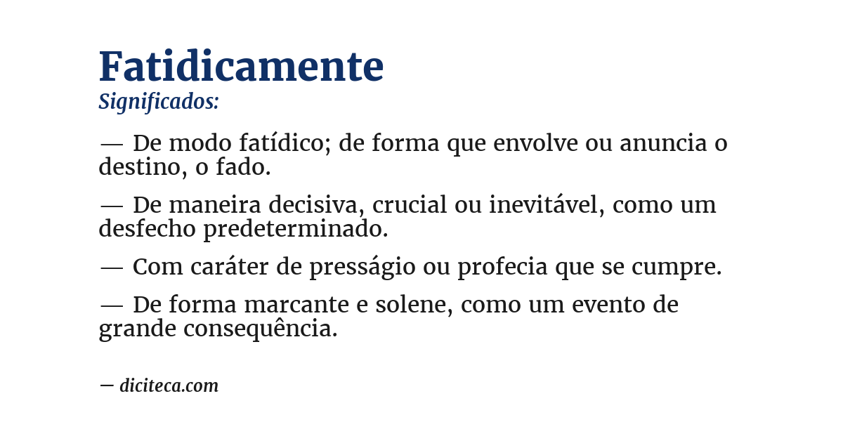Significado de fatidicamente