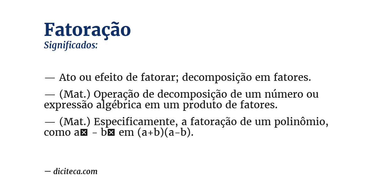 Significado de fatoração