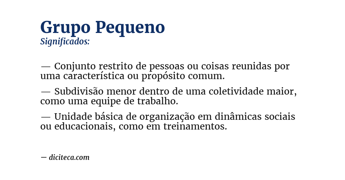 Significado de grupo pequeno