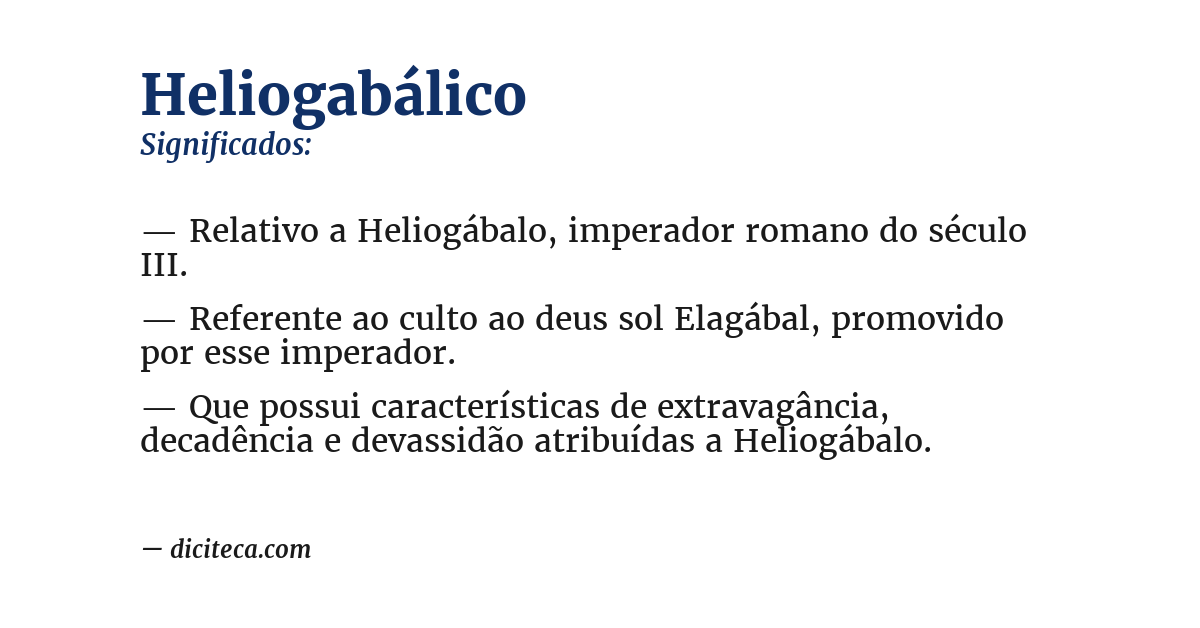 Significado de heliogabálico