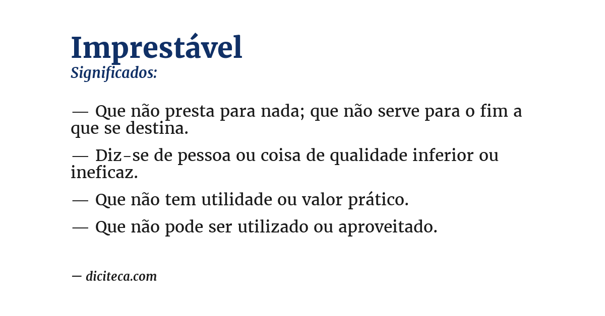 Significado de imprestável
