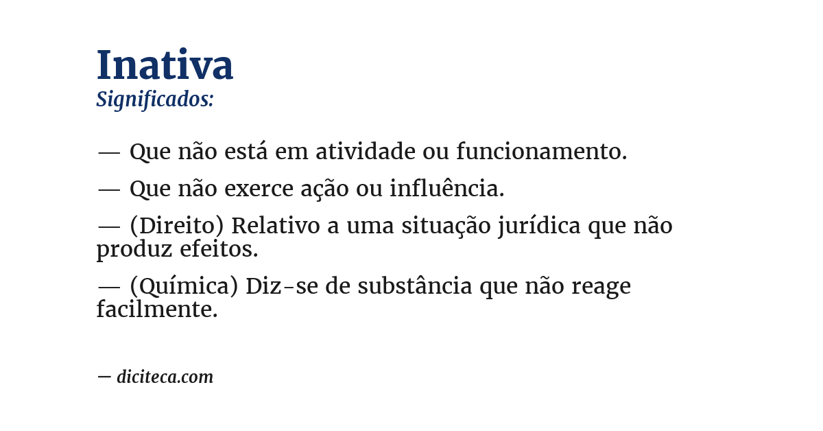 Significado de inativa