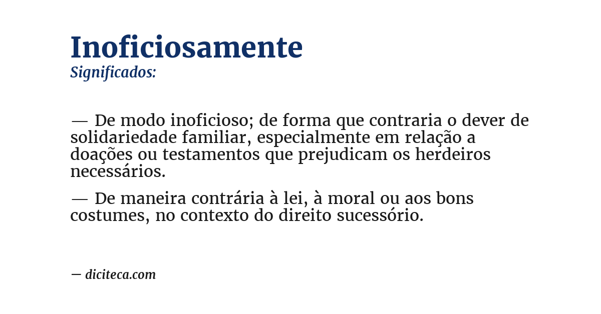 Significado de inoficiosamente