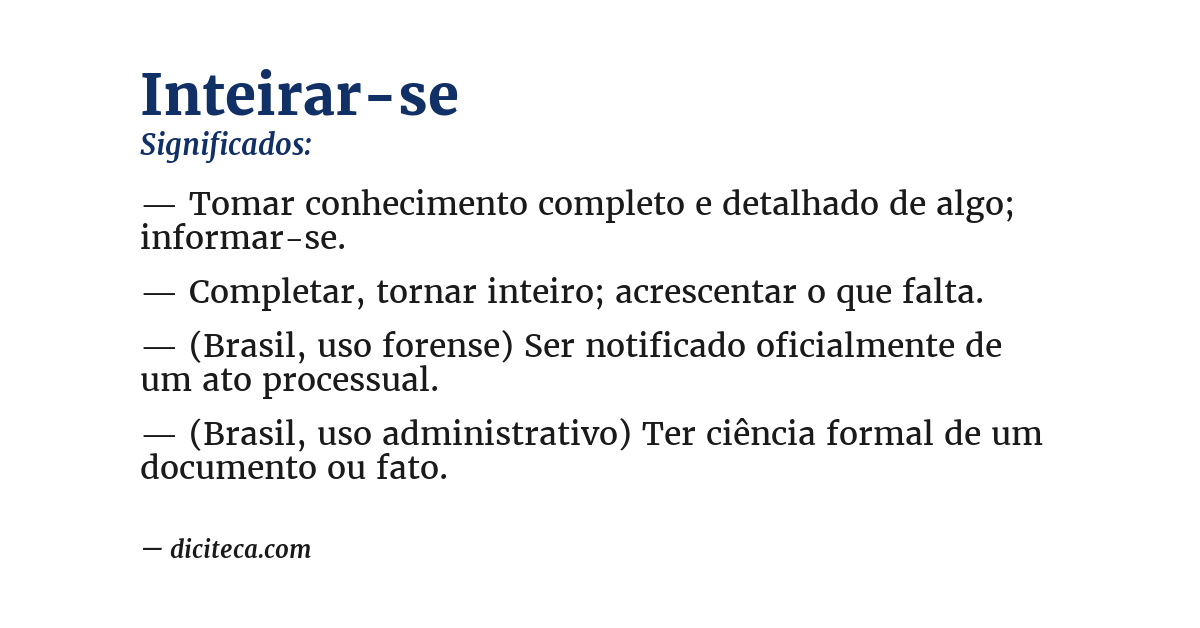 Significado de inteirar-se