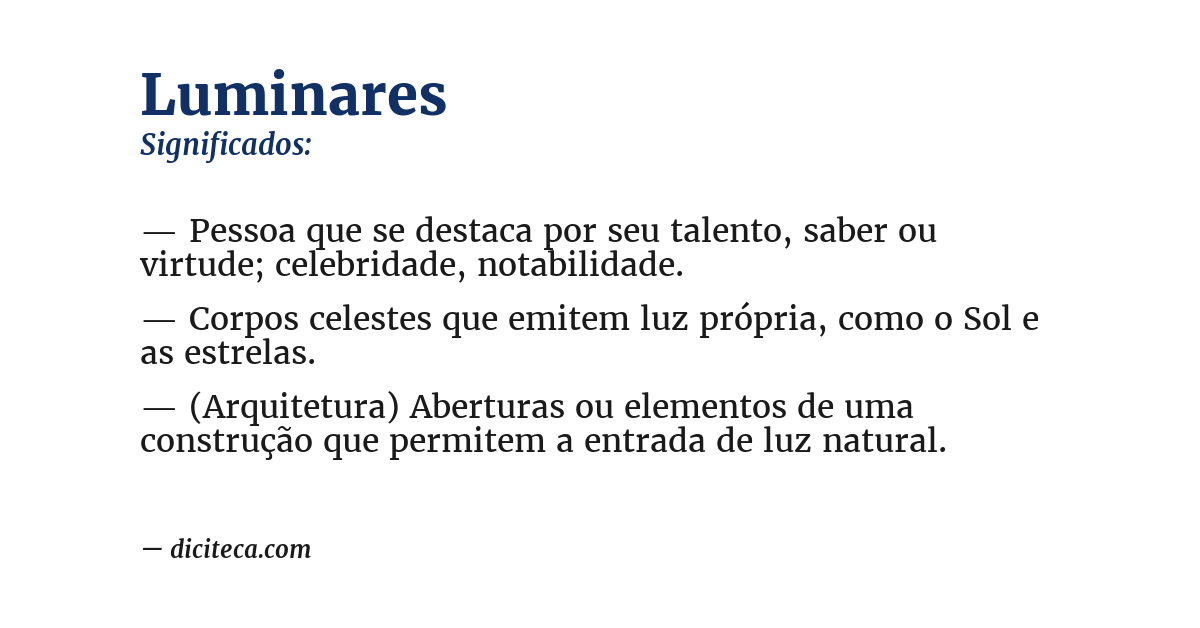 Significado de luminares